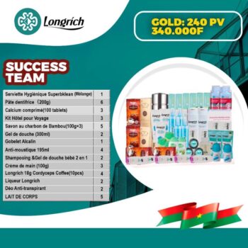 Pack Gold - Kit d'Adhésion Longrich (240 PV)